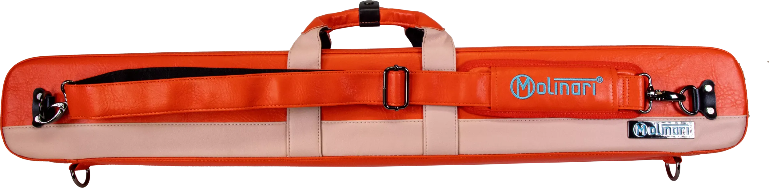 Molinari Flat Butterfly 2x4 Soft Cue Case - Orange / Light Pink - Image 3