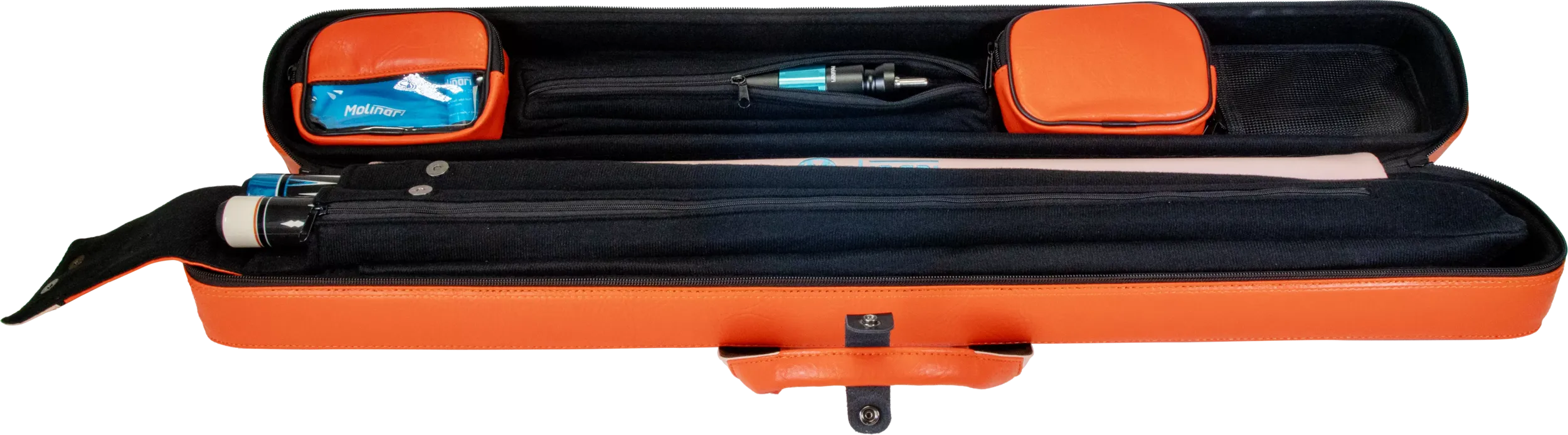 Molinari Flat Butterfly 2x4 Soft Cue Case - Orange / Light Pink - Image 8