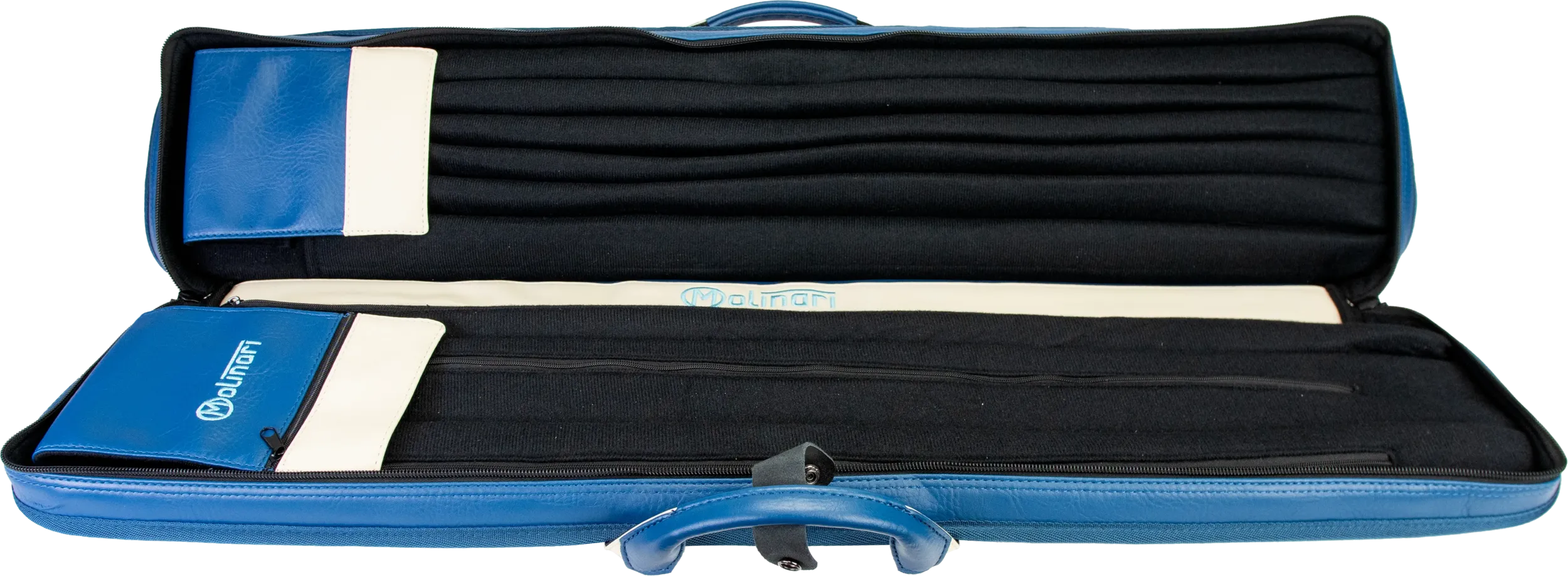 Molinari Classic Butterfly 3x6 Soft Cue Case - Blue / Biege - Image 6