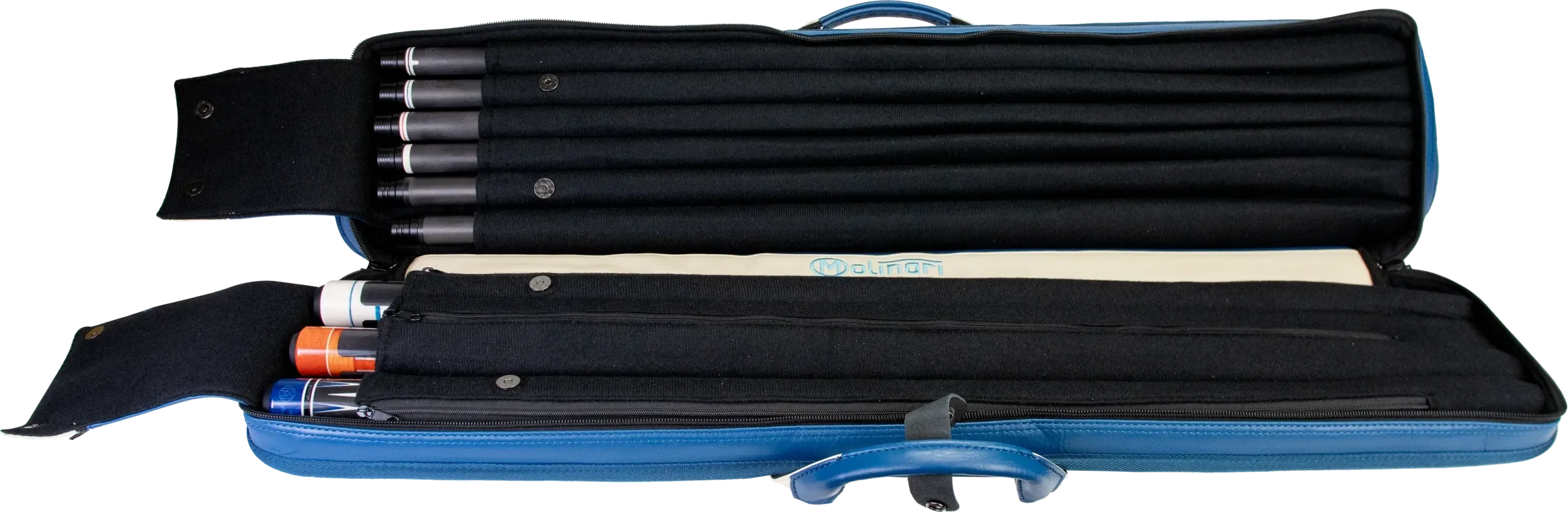 Molinari Classic Butterfly 3x6 Soft Cue Case - Blue / Biege - Image 7