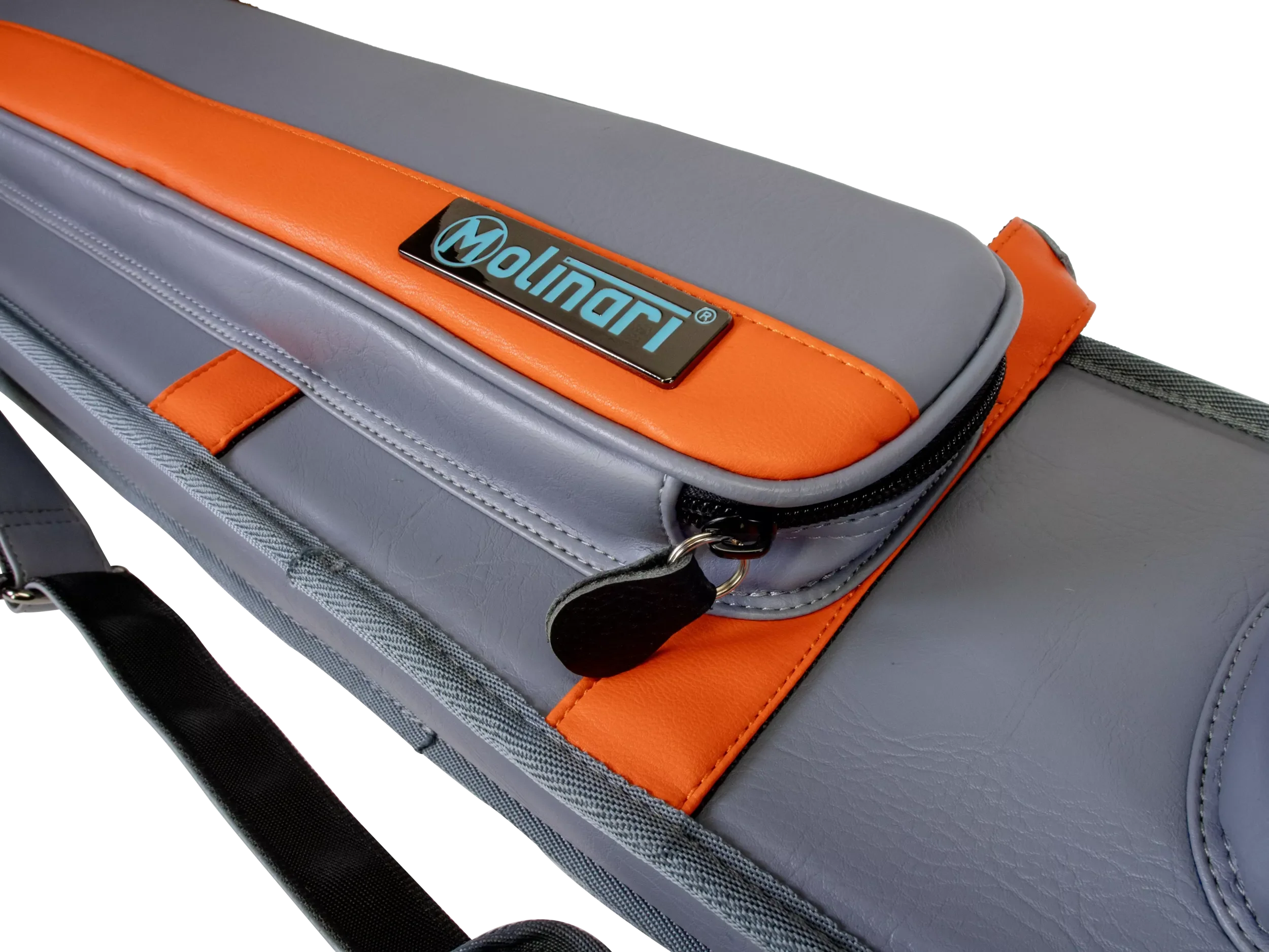 Molinari Classic Butterfly 3x6 Soft Cue Case - Gray / Orange - Image 10