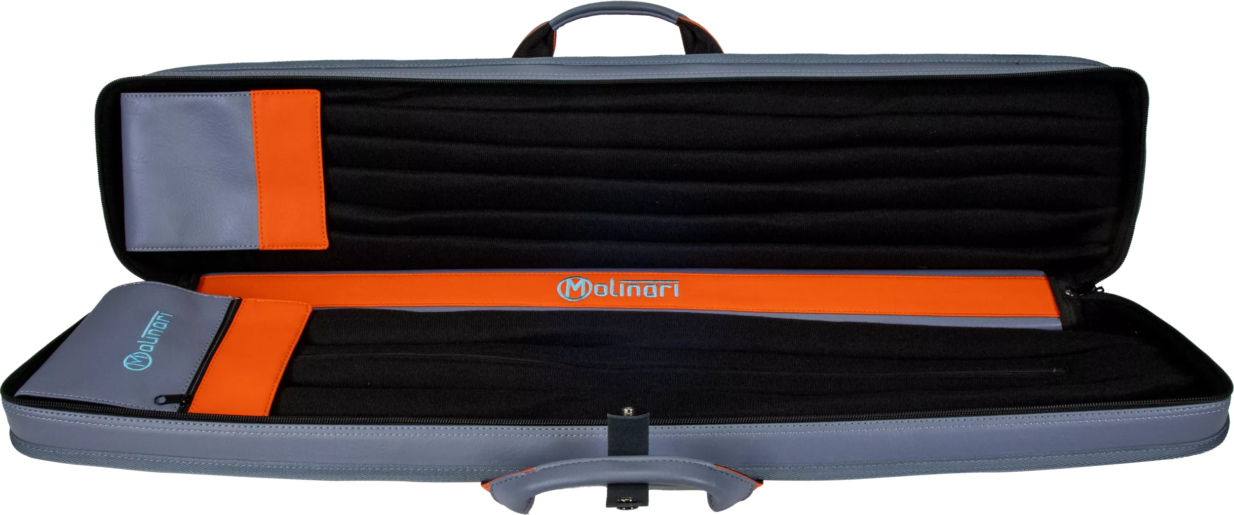 Molinari Classic Butterfly 3x6 Soft Cue Case - Gray / Orange - Image 6