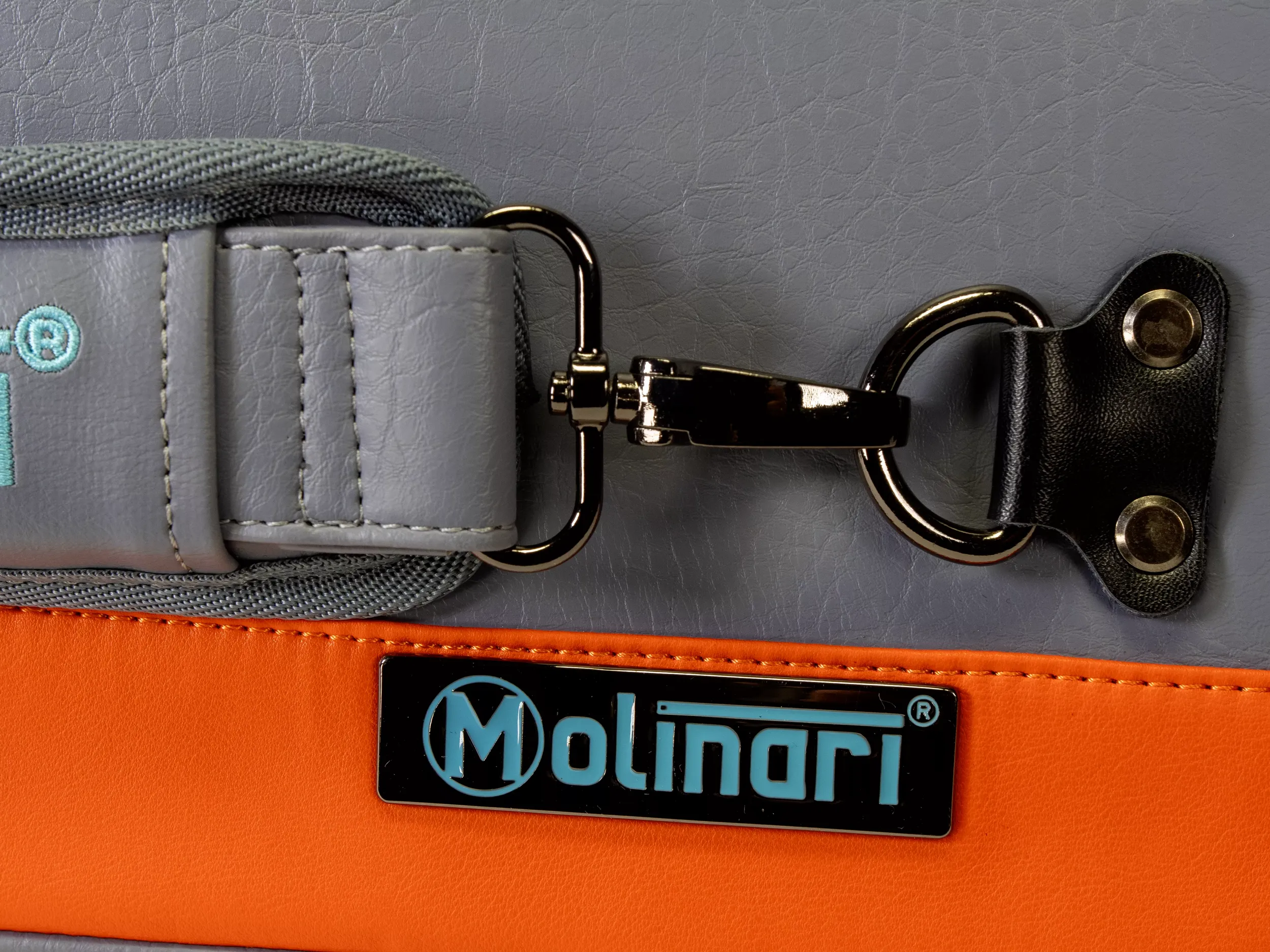 Molinari Flat Butterfly 3x6 Hard Cue Case - Gray / Orange - Image 15