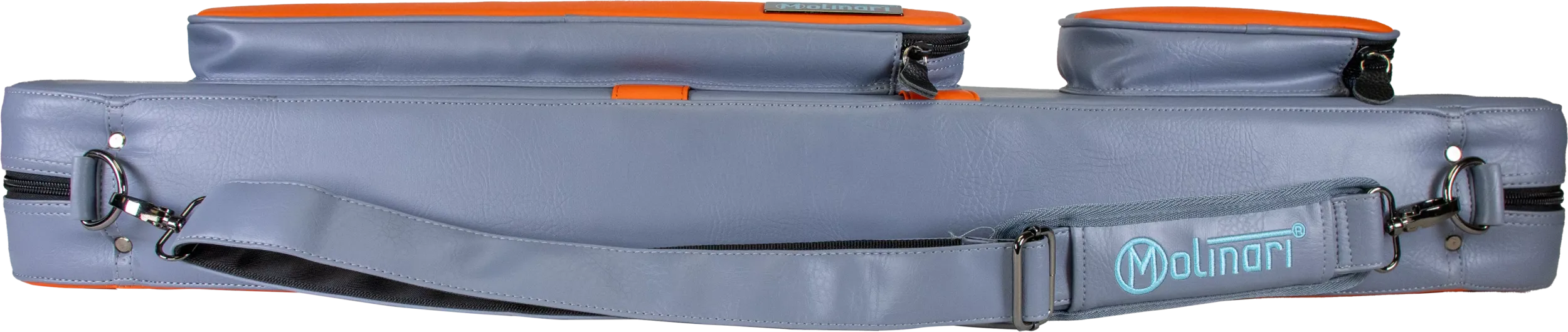 Molinari Flat Butterfly 3x6 Hard Cue Case - Gray / Orange - Image 5