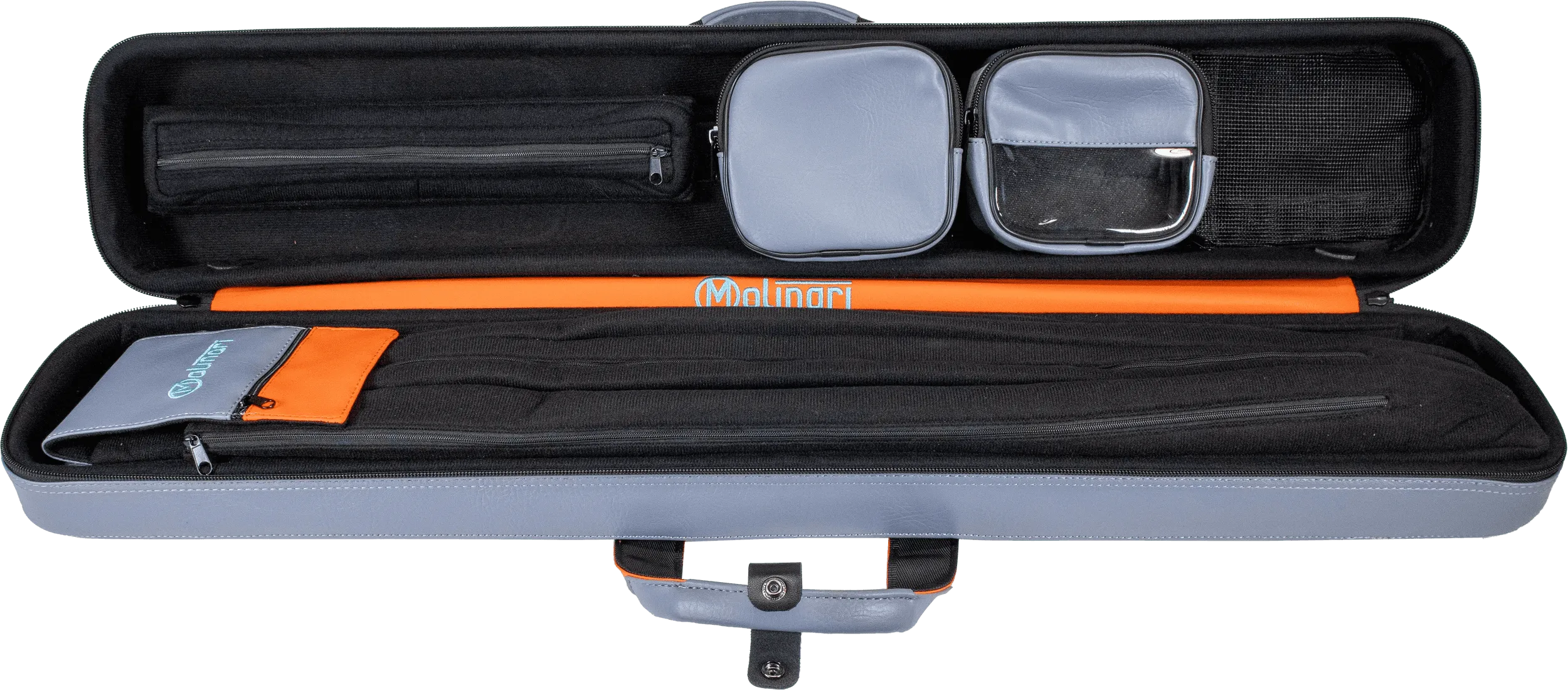 Molinari Flat Butterfly 3x6 Hard Cue Case - Gray / Orange - Image 6