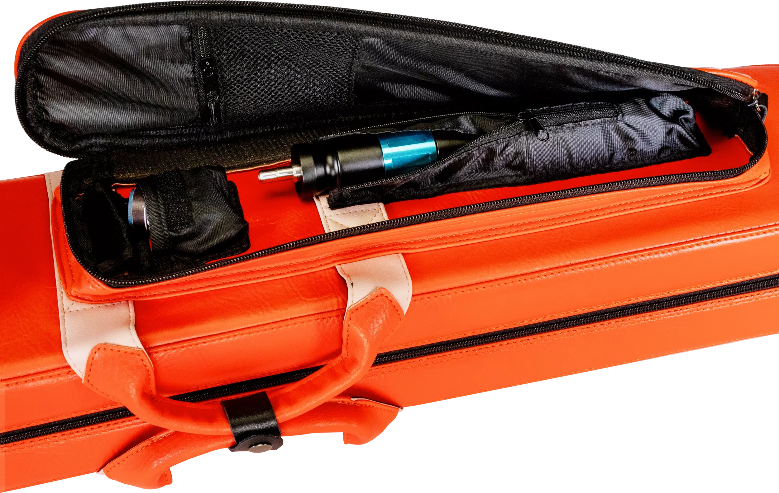 Molinari Classic Butterfly 3x6 Soft Cue Case - Orange / Light Pink - Image 14