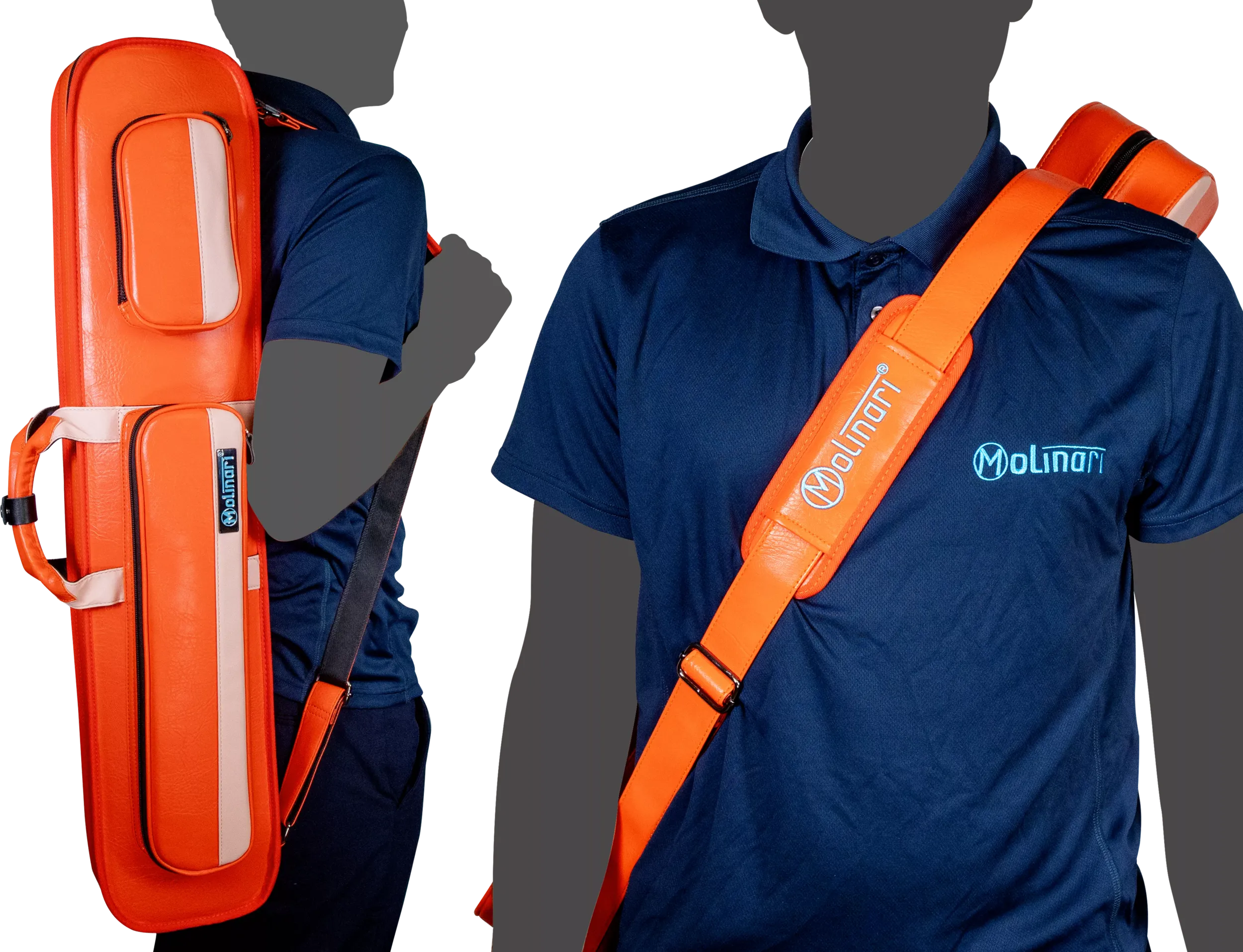 Molinari Classic Butterfly 3x6 Soft Cue Case - Orange / Light Pink - Image 16