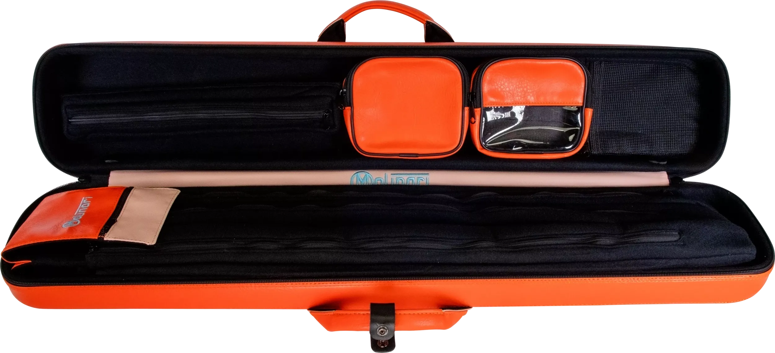 Molinari Classic Butterfly 3x6 Soft Cue Case - Orange / Light Pink - Image 6