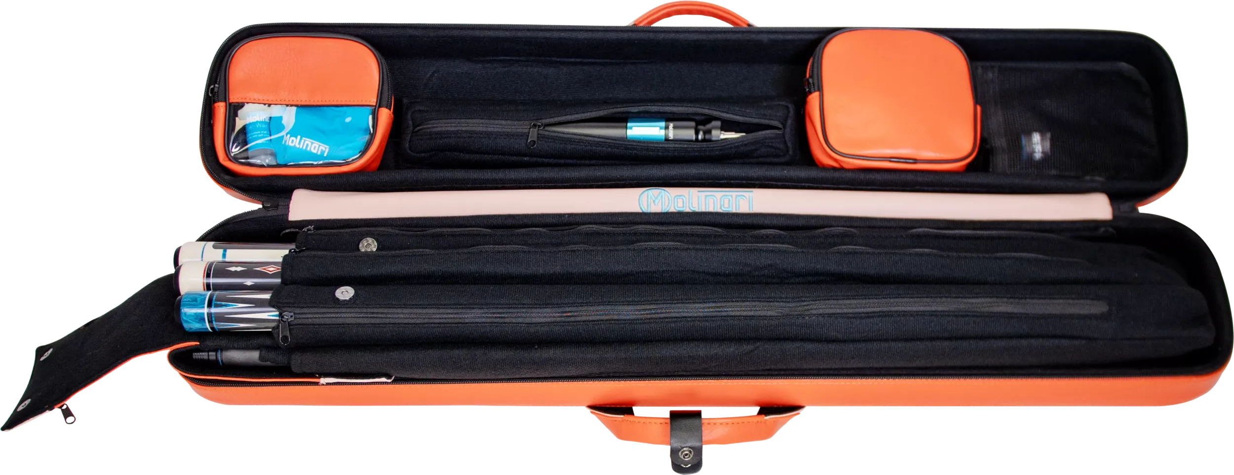 Molinari Classic Butterfly 3x6 Soft Cue Case - Orange / Light Pink - Image 8