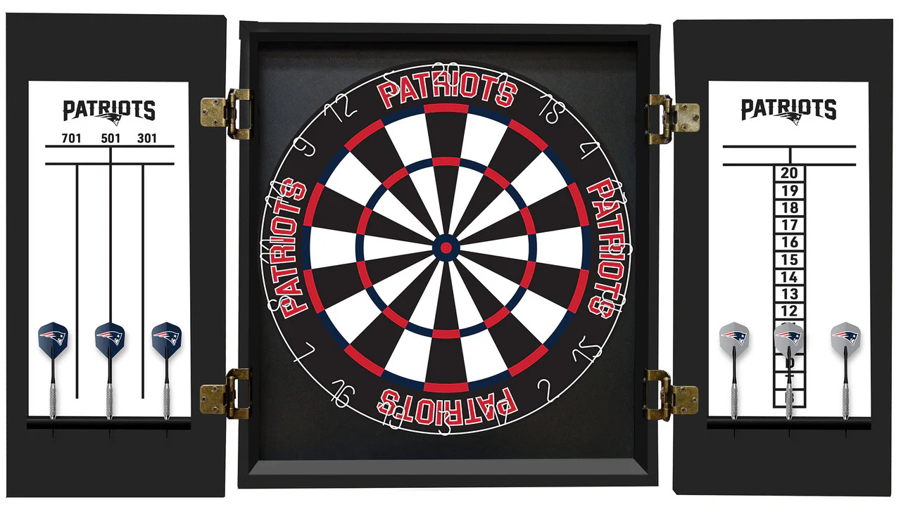 New England Patriots Dartboard Cabinet Set Fan's Choice - Image 2