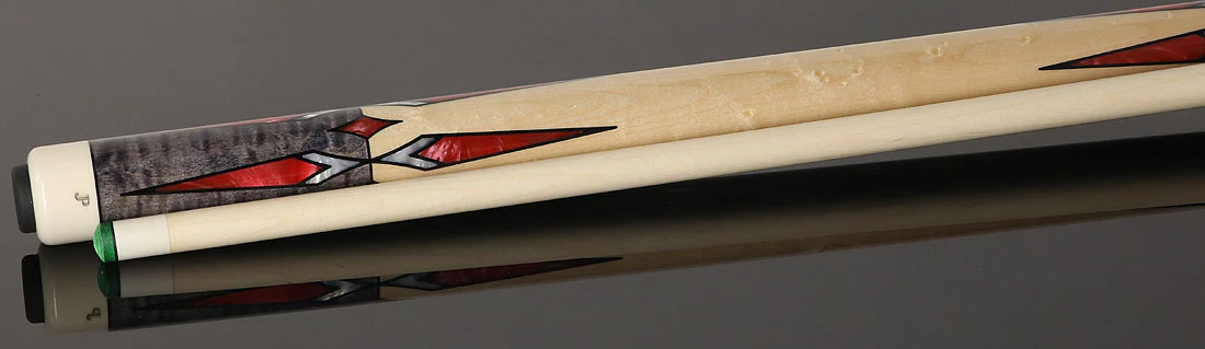 J Pechauer JP18T JP T Series No Wrap Pool Cue - Smoke-Stained Maple with Sim Ebony Framed Red Pearl Points - Image 3