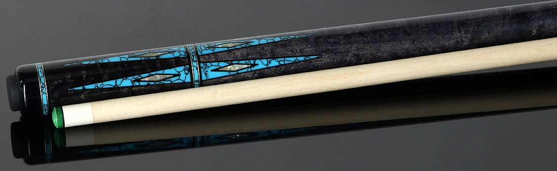Pechauer Limited Edition Carbon Stained Maple with Turquoise Points and Abalone Inlays Pool Cue - PL36 - Image 3