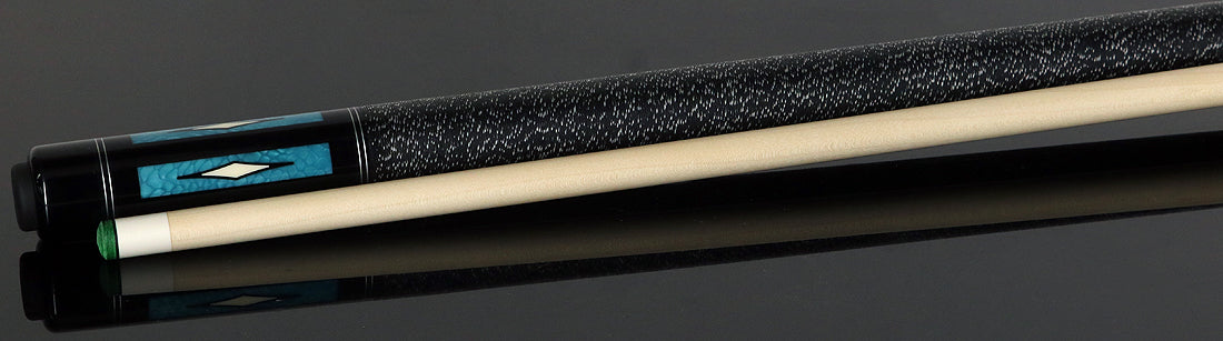 J Pechauer P18R Pro R Series Pool Cue - Ebony-Stained Maple with Aqua Exotic Points and Sim. Ivory Inlays with Irish Linen Wrap - Image 3