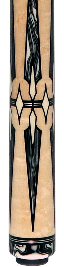 J Pechauer P22R Pro R Series No Wrap Pool Cue - No-Stained Maple with Black and White Malachite Points - Image 2