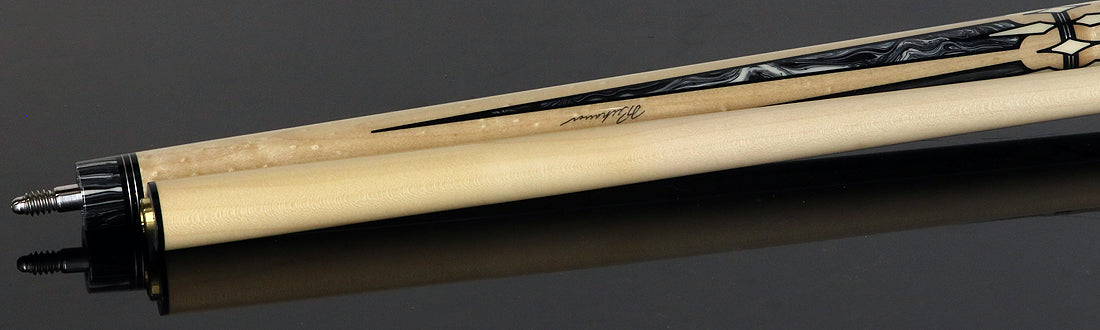 J Pechauer P22R Pro R Series No Wrap Pool Cue - No-Stained Maple with Black and White Malachite Points - Image 4