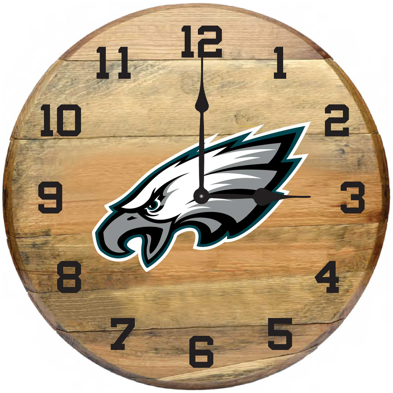 Philadelphia Eagles Oak Barrel Clock