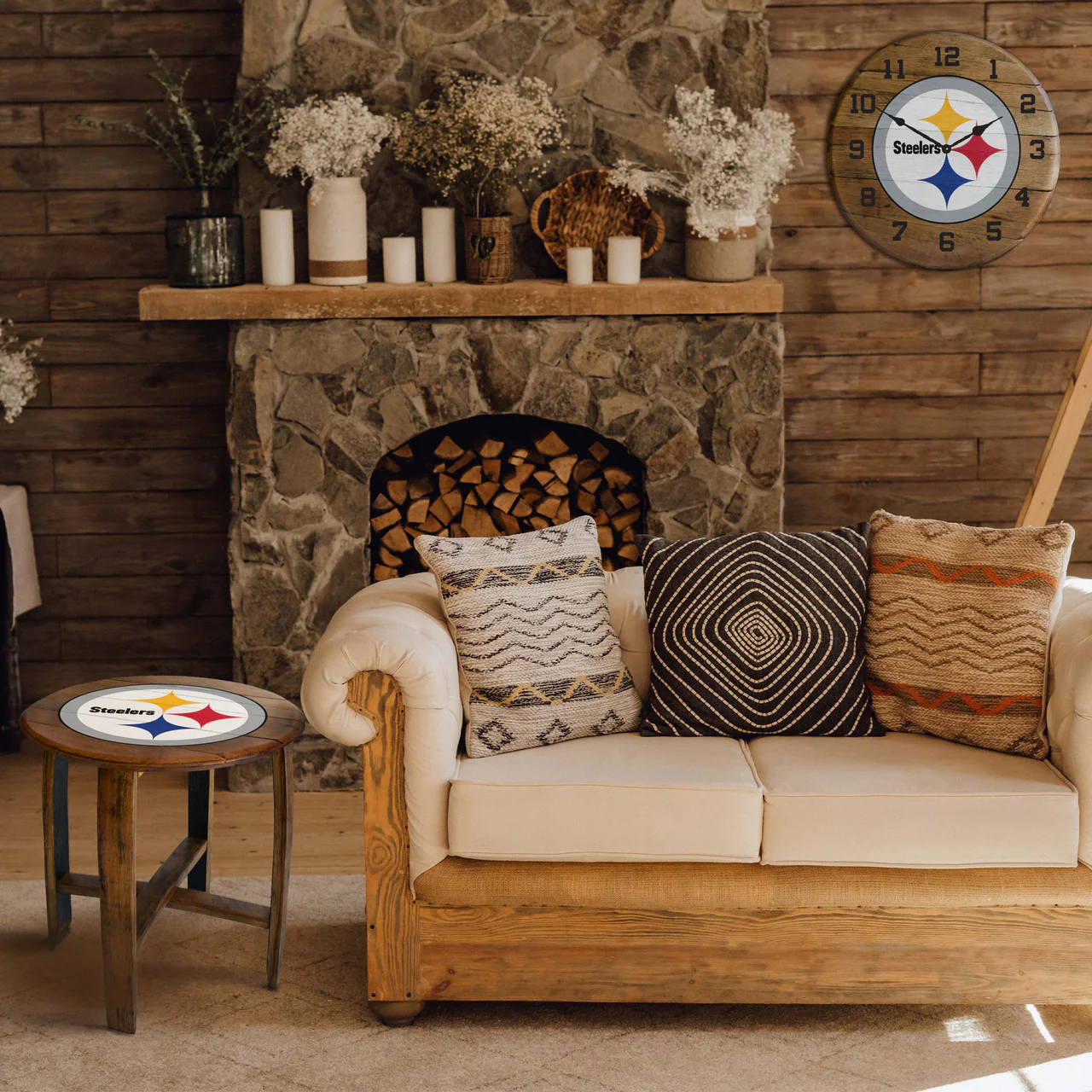 Pittsburgh Steelers Oak Barrel Table - Image 3
