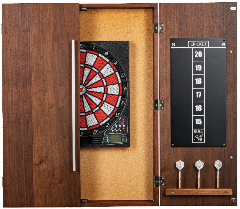 Presidential Billiards Dart Board Cabinet Pierce Walnut - Image 2