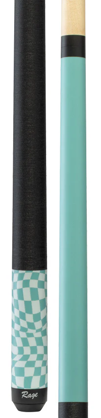 Rage RG07 Pool Cue with Pressed Nylon Wrap - Sky Blue Warped Checkers - Image 3