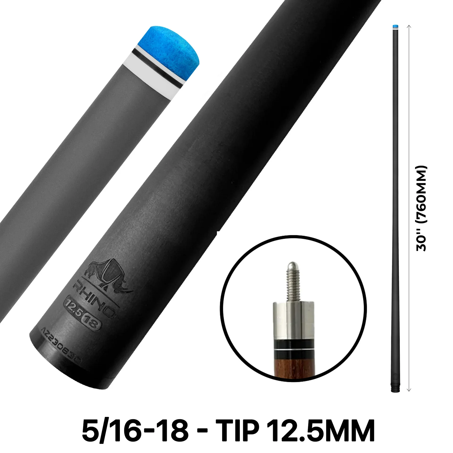 Rhino - 30" - 5/16 x 18 Carbon Pool Cue Play Shaft - Image 3