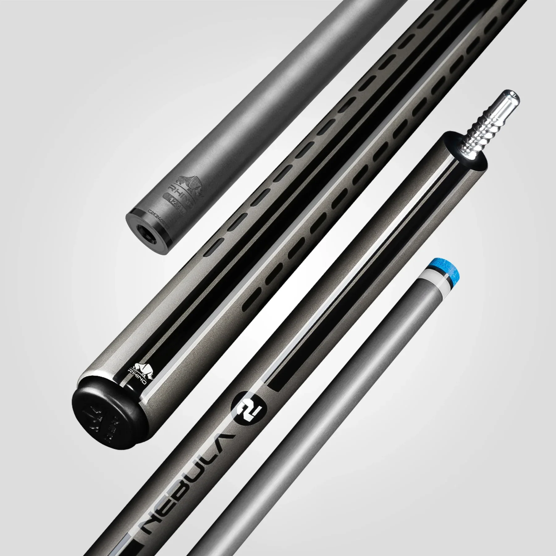 Rhino RCNEB2NWGY Nebula 2 No Wrap Pool Cue - Charcoal Gray