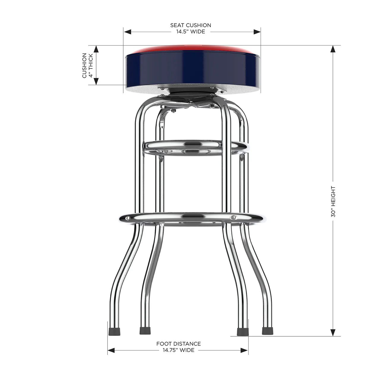 St Louis Cardinals Bar Stool Chrome - Image 3