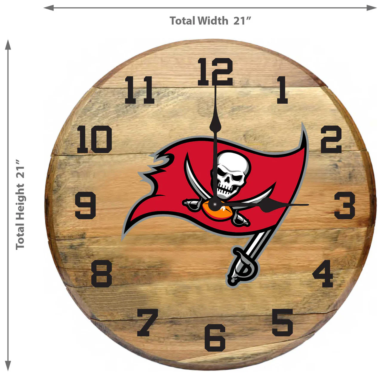 Tampa Bay Buccaneers Oak Barrel Clock - Image 2