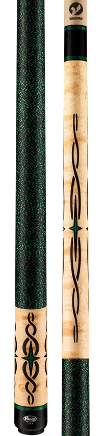 Viking HL0504 Helix Series Play Cue - Khaki-Stained Birdseye Maple with 80 Banded Malachite and Black Inlays - Image 3