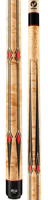 Viking MT0304 Motore Series Play Cue - Khaki-Stained Birdseye Maple with 65 Black and Red Inlays - Image 3